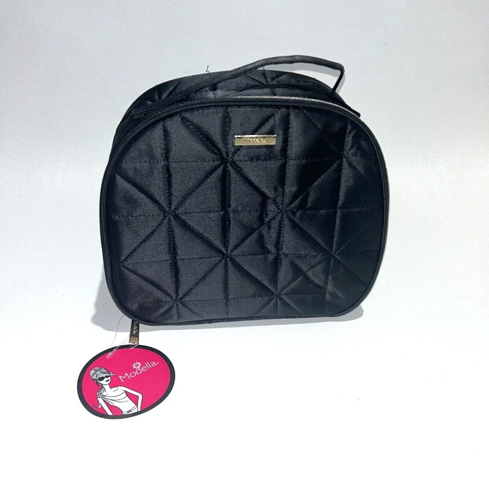 NWT Modella Black Travel Cosmetic Makeup Bag Toiletry Organizer‎ Storage Case